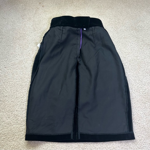 Italian VTG 80s high-low Skirt Black Velvet Purple Taffeta Asymmetrical Ruffle S - Picture 9 of 9